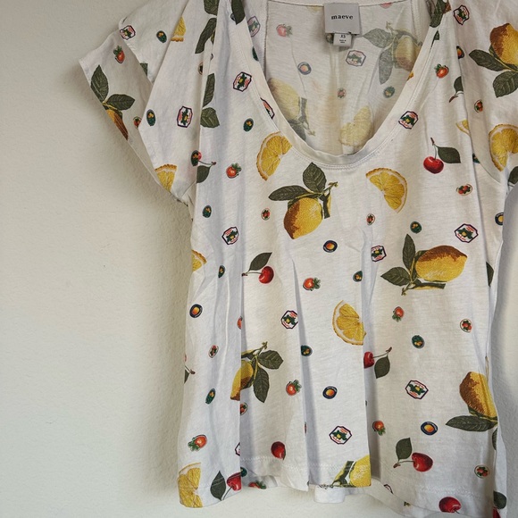 Anthropologie Maeve Fruit Print Ruffle Tee - Picture 3 of 12